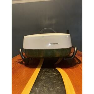 Vintage West Bend 12” Electric Skillet Square Lid USA Made Works Great